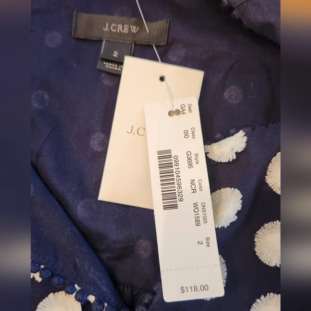 NEW J Crew Navy and White Bell Sleeve Shift Dress Size 2